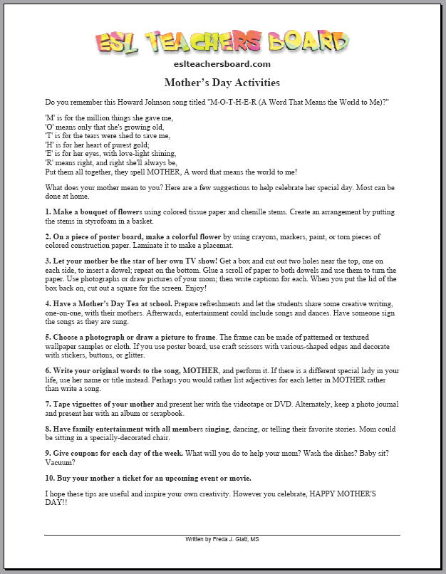 Free Printable Mothers Day Games For Adults